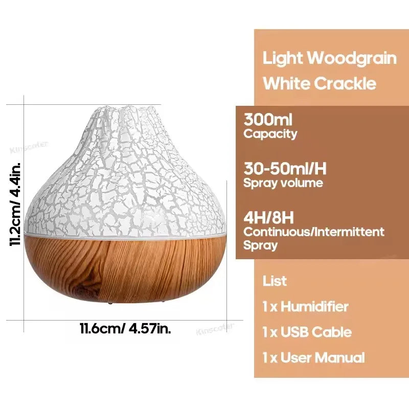 موزع روائح USB بتأثير اللهب مع إضاءة LED سبعة ألوان