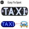 LED taxi indicator light panel with the word TAXI and a car icon.