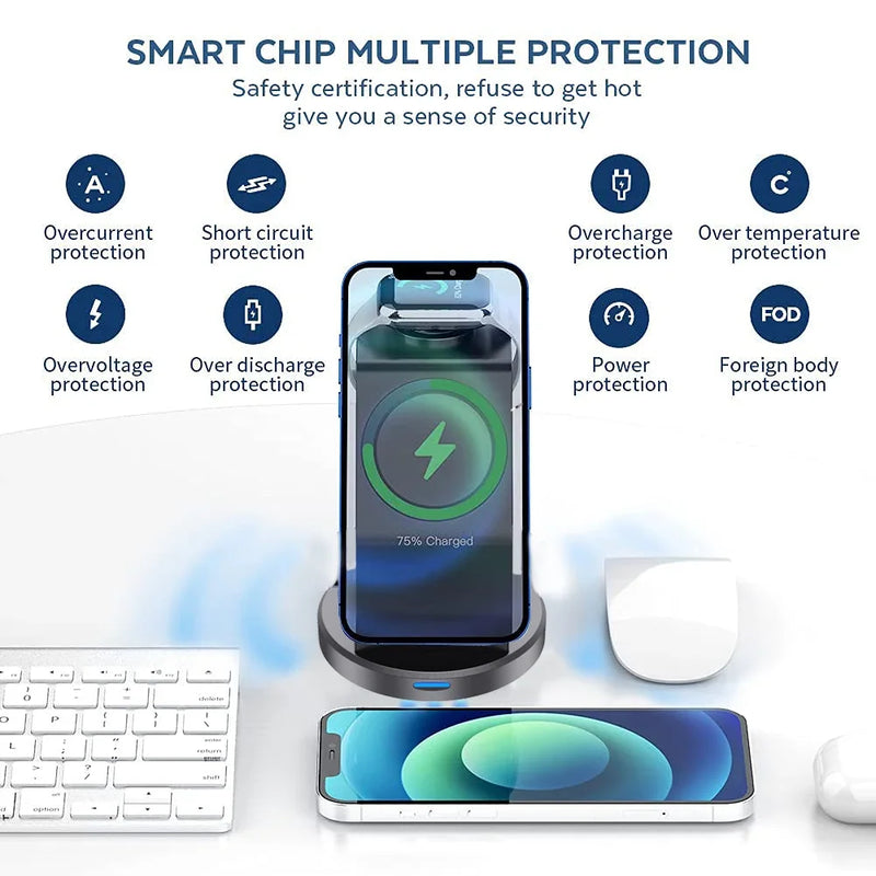 3-in-1 MagSafe Wireless Charging Dock for iPhone, Apple Watch & AirPods