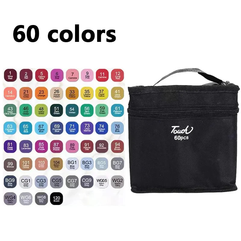 Double-Headed Art Marker Set for Drawing, Sketching & Manga