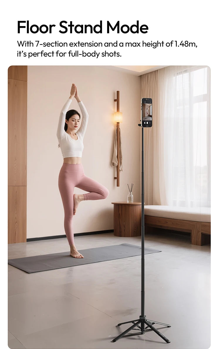 Portable Phone Tripod with Magnetic Mount and Wireless Remote