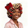 Leopard Print Satin-Lined Sleep Bonnet for Women