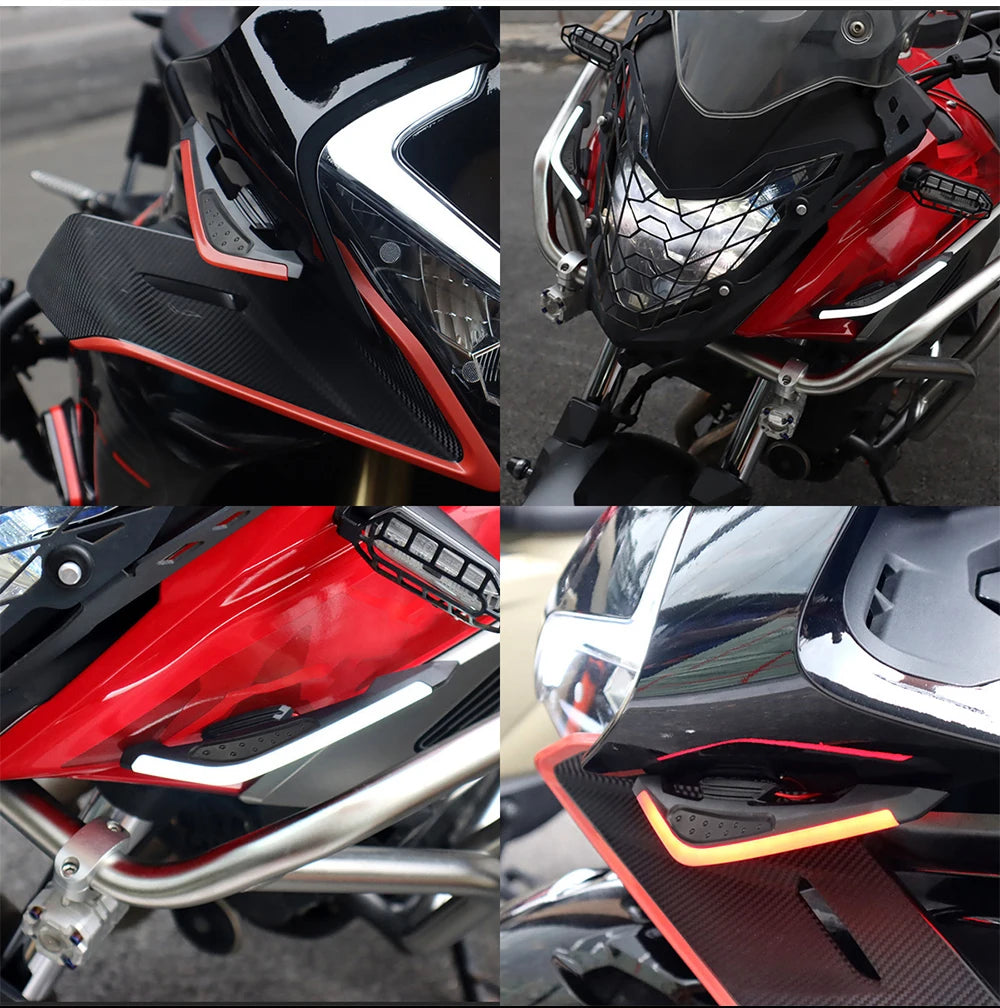 Motorcycle Front Side Spoiler Winglets with LED Light