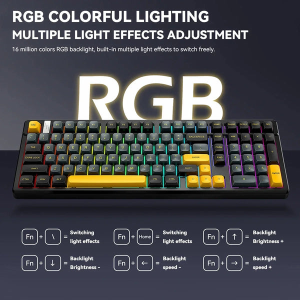 Teclado mecánico inalámbrico con teclas PBT e iluminación RGB