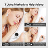 Three methods shown for using a handheld CES sleep aid device, including holding it in the left hand and clipping it onto the