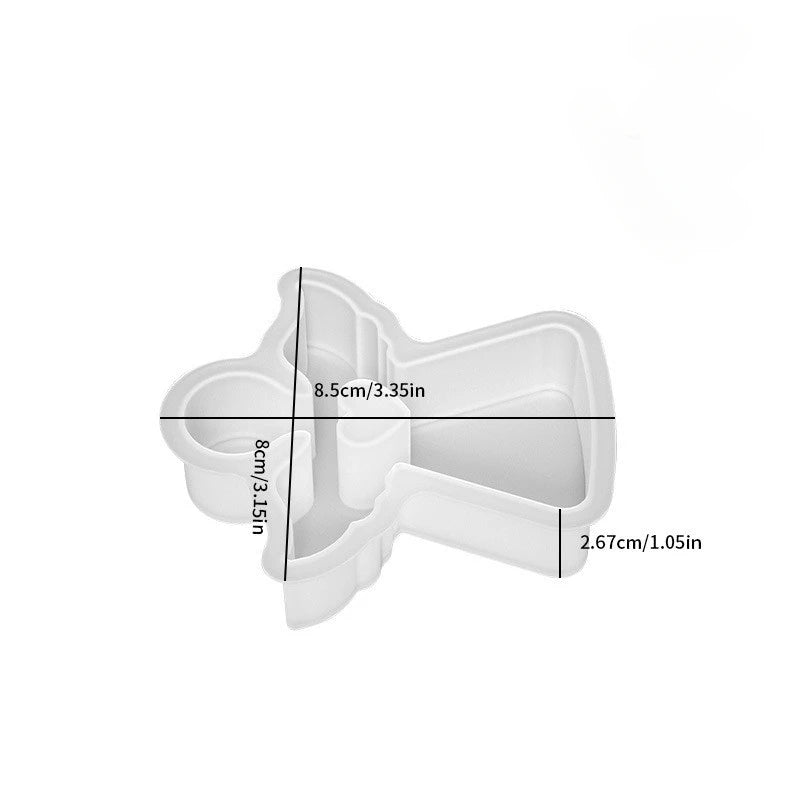 White silicone mold shaped like an angel for resin and crafting projects.
