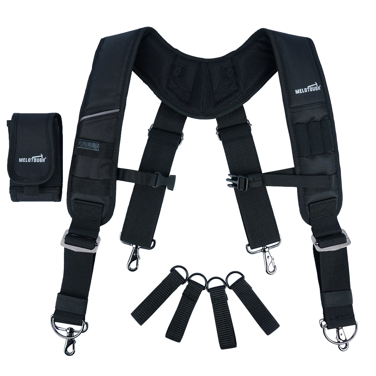 Work Suspenders with Detachable Phone Holder and Tool Belt Support
