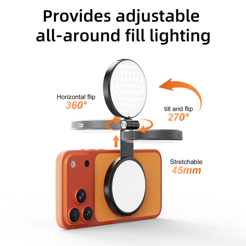 Magnetic Selfie Ring Light with Mirror & Phone Stand