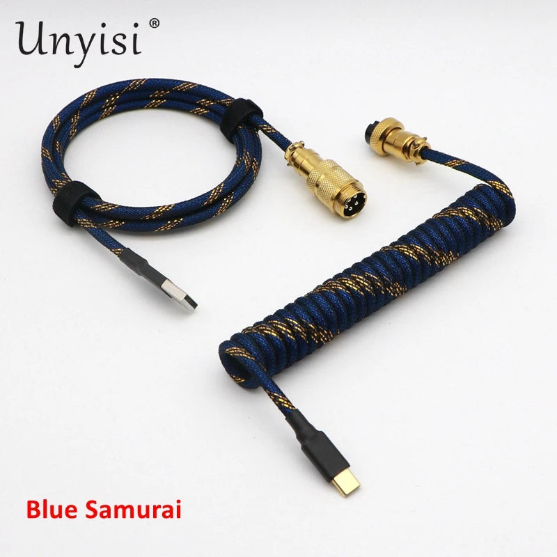 Handcrafted Coiled USB-A to Type-C Cable for Mechanical Keyboards