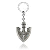 Silver anchor pendant necklace with a circular bail and decorative finial.