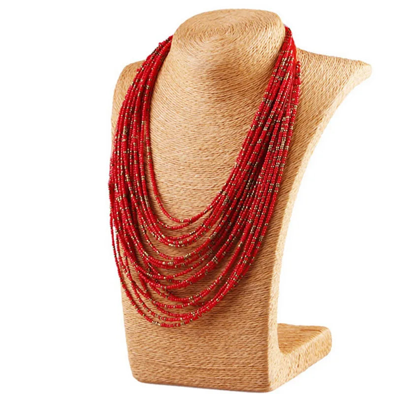 Multi-Layer Boho Bead Choker Necklace