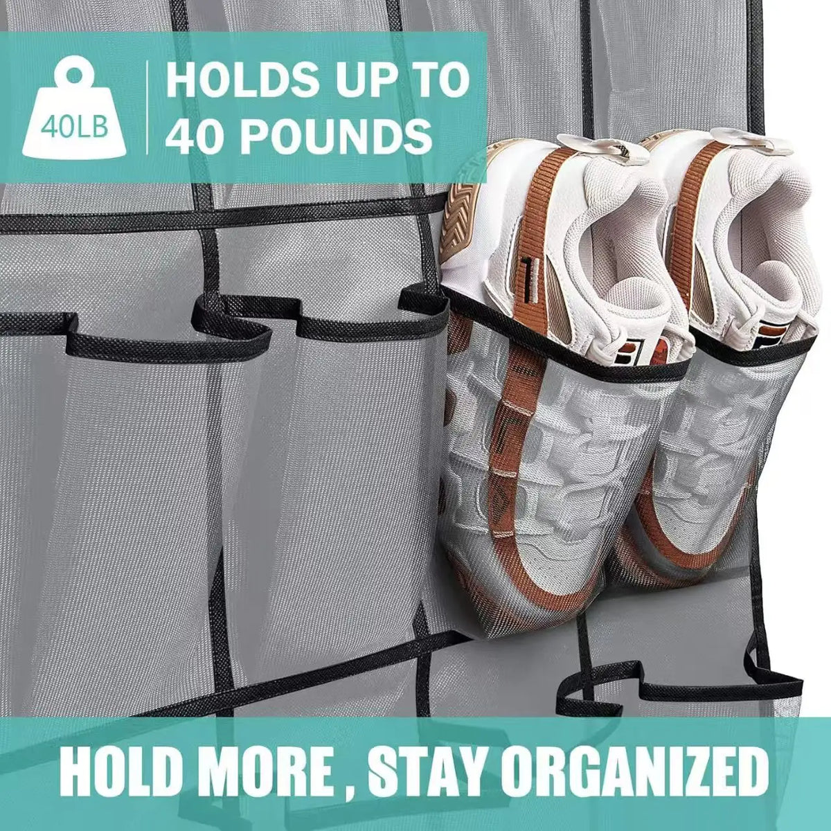 Over-the-Door Hanging Shoe Organizer with Mesh Pockets