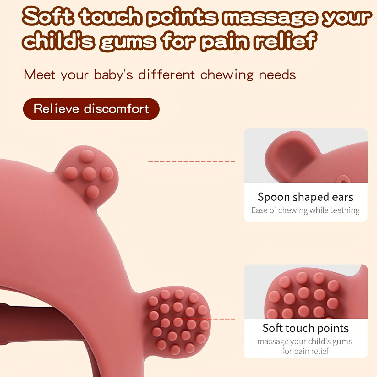 Bear Silicone Teether for Babies – BPA-Free, Soft & Safe