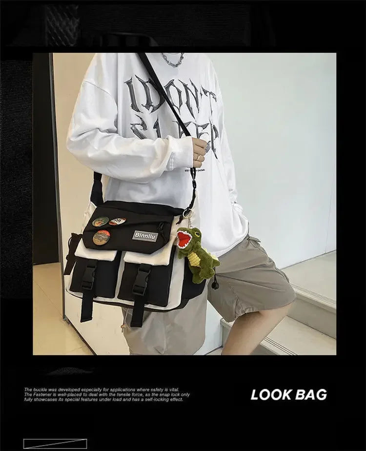Harajuku Nylon Crossbody Bag with Adjustable Strap