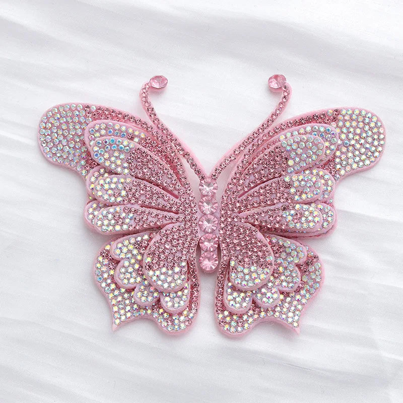 Colored Rhinestone Butterfly Applique for DIY Crafts