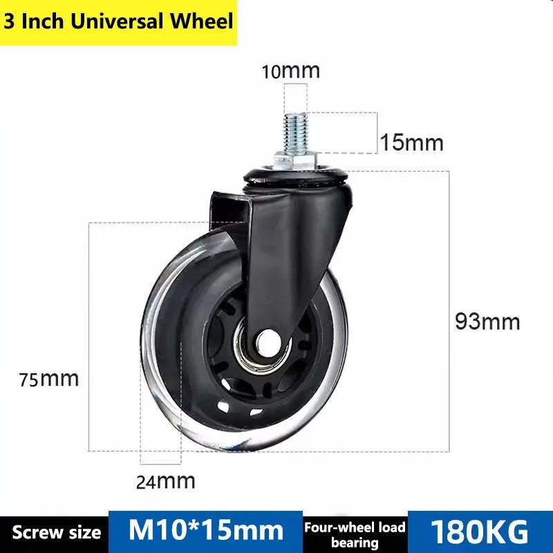 5-Pack 3-Inch Swivel Casters with Brakes and Threaded Stems