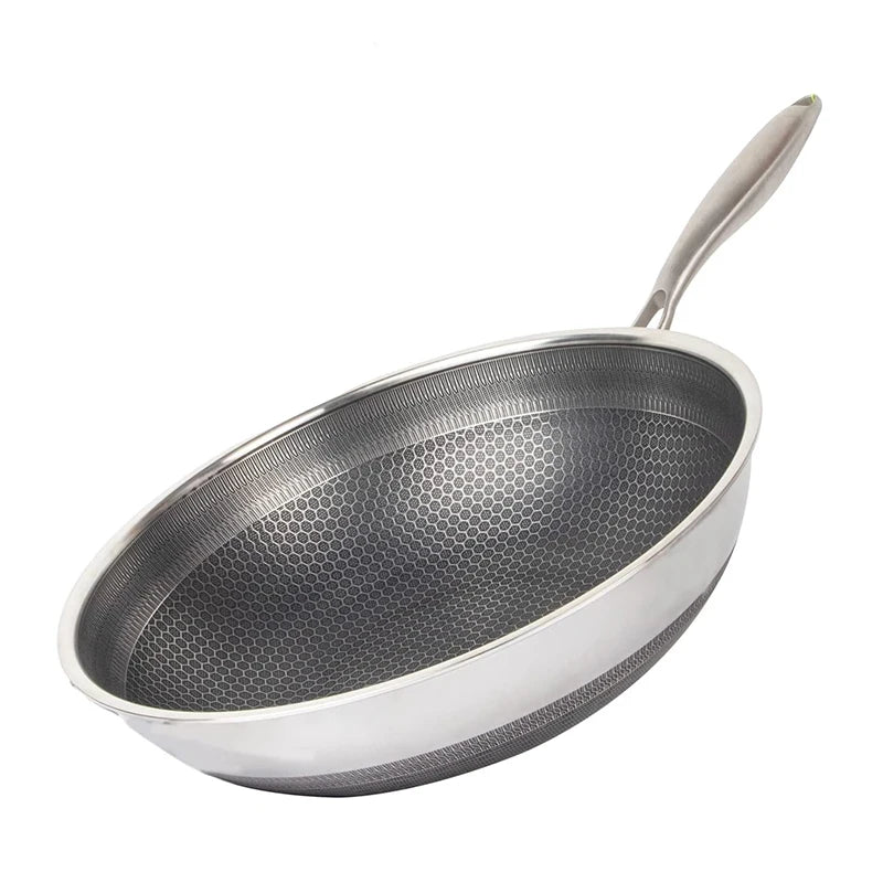 Wok Antiadherente de Acero Inoxidable 316 con Diseño de Panal