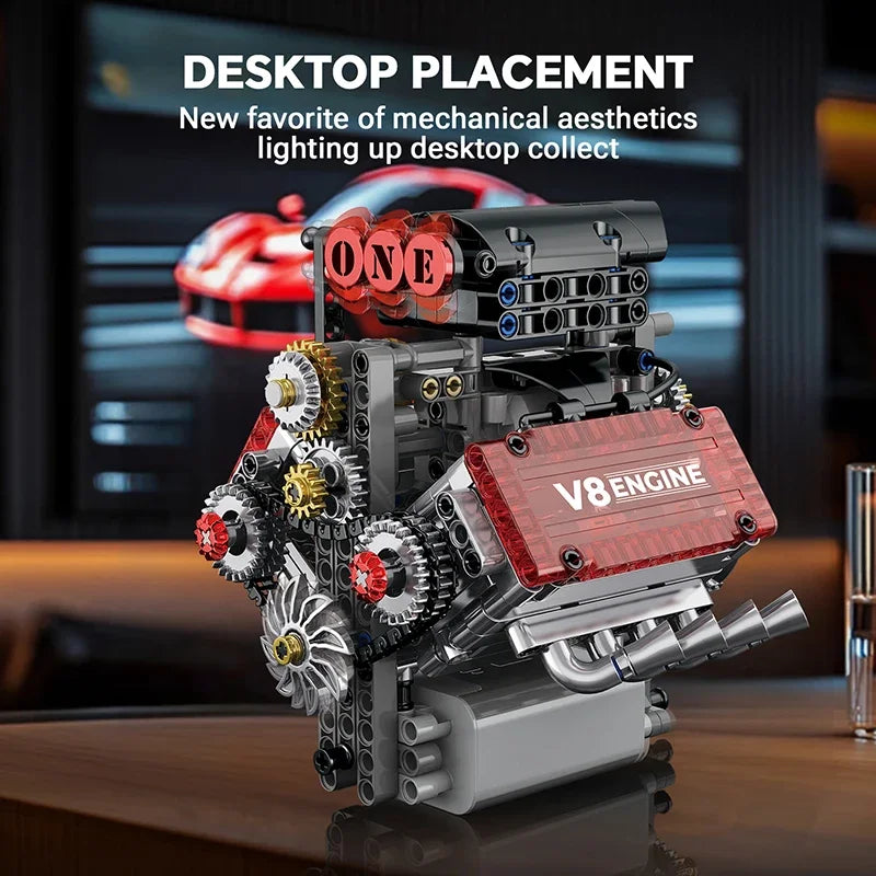 Motorized V8 Engine Building Block Model