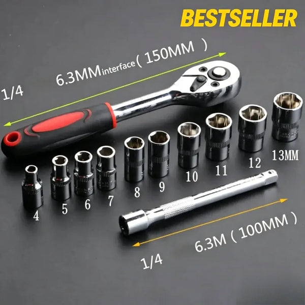 12-Piece Metric Socket Wrench Set