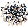 A pile of black safety noses with white washers for crafting and stuffed animals