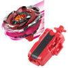 A red Beyblade launcher set featuring a Phoenix Wing and Drumsword component.
