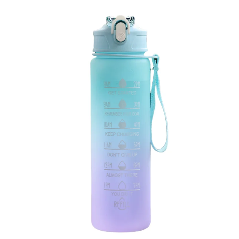 Motivational Time-Marker Water Bottle with Straw