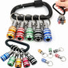 A set of magnetic hex bit holders and a keychain with quick-release chucks.