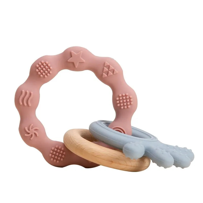 Baby Teething Gloves with Cartoon Bear Design