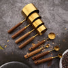 Stainless Steel Measuring Cup and Spoon Set with Wooden Handles