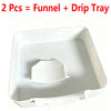 A white heavy-duty washing machine drain tray with a separate funnel is shown.