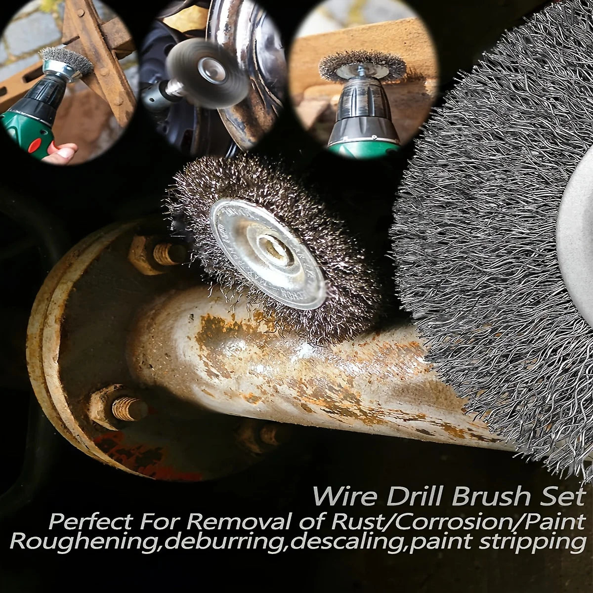 10-Pack Crimped Wire Wheel Brush Set with 1/4" Hex Shanks for Drills