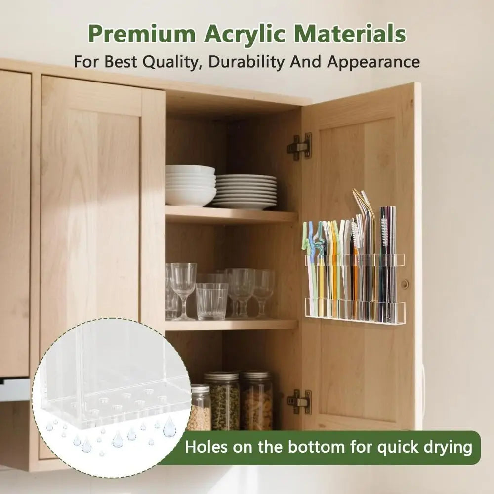 Acrylic Wall-Mounted Straw and Utensil Holder