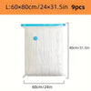 White vacuum compression bag for clothes or bedding, measuring 60x80cm (24x31.5in).