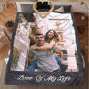 A framed photo of a couple smiling, set against a dark gray background with the text Love Of My Life.
