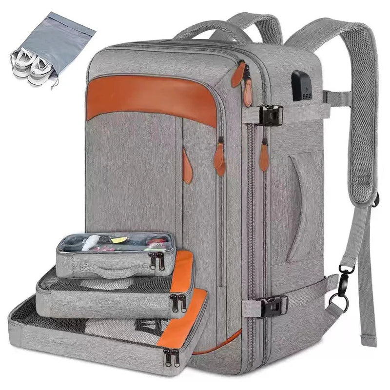 Expandable Travel Backpack with 4 Packing Cubes