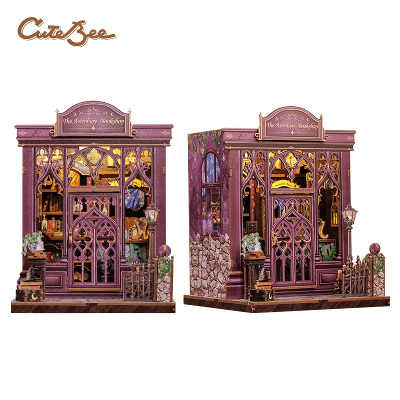 Book Nook DIY Wooden Miniature Kit with LED Lighting