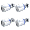 Silver kitchen faucet water filter with a rotating head and splash guard