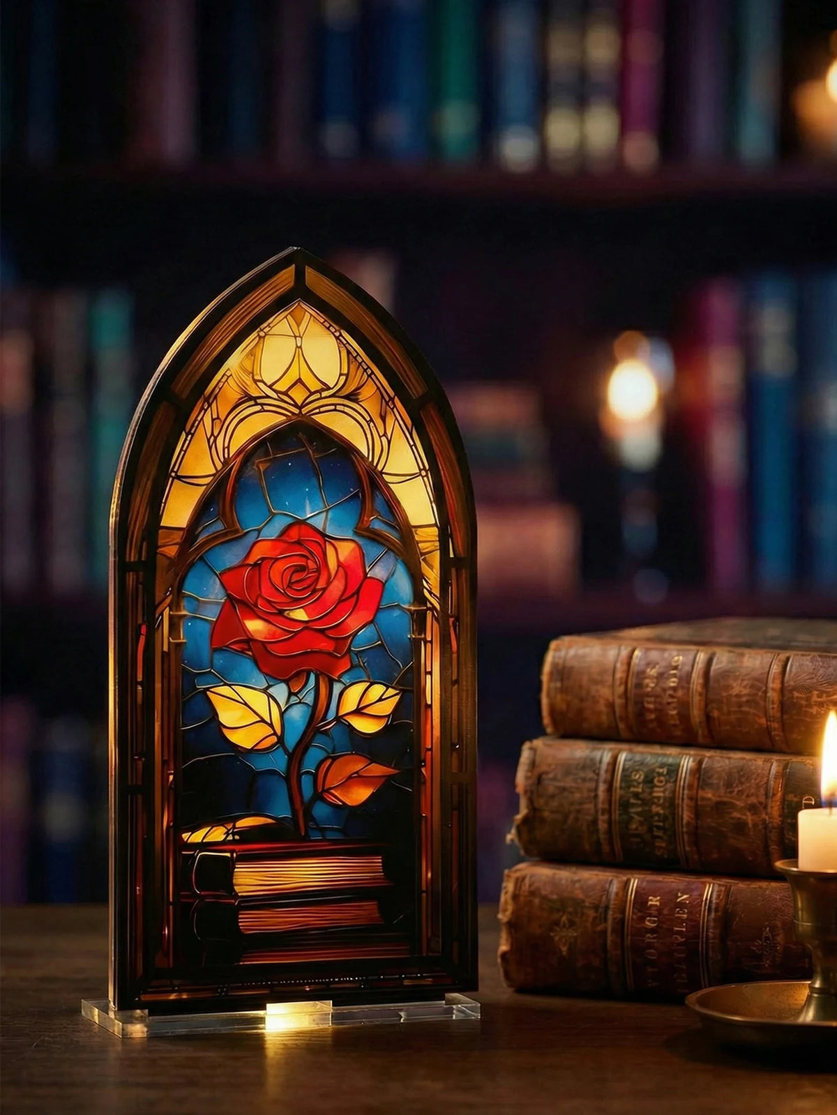 Acrylic Rose Gothic Arch Bookend for Bookshelf Decor
