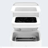 White replacement refill rings for a smart kitchen trash can with an open lid.