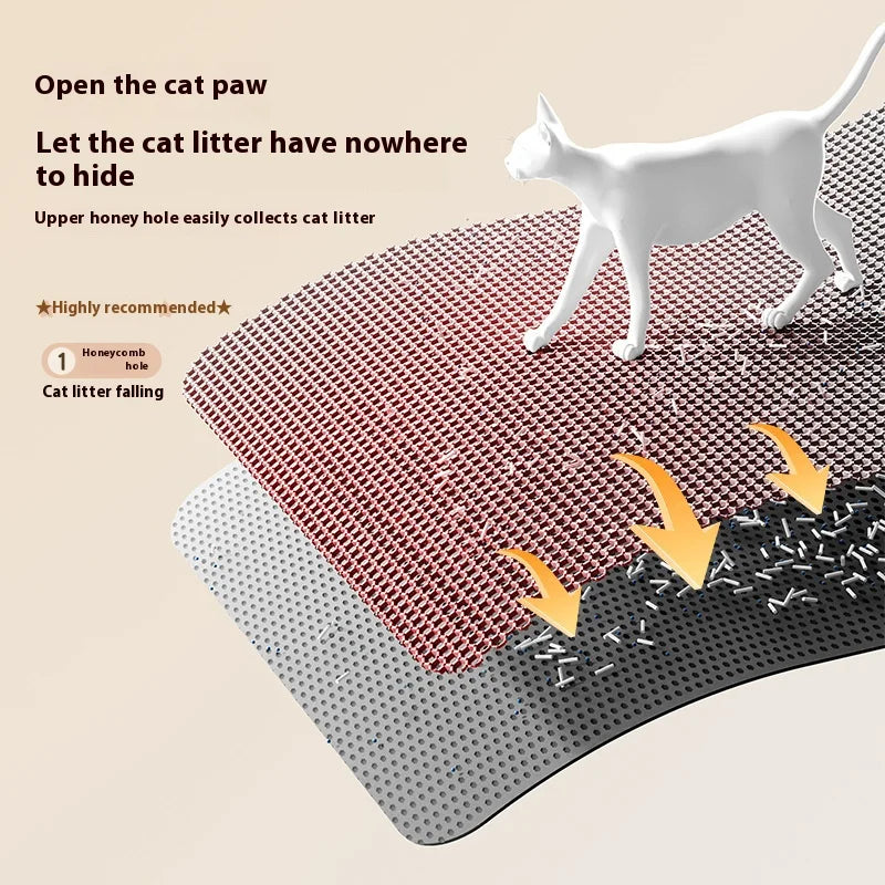 Double-Layer Cat Litter Mat with Waterproof Base