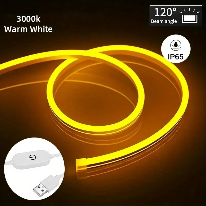 شريط إضاءة نيون LED سيليكون مرن مع منظم لمسي