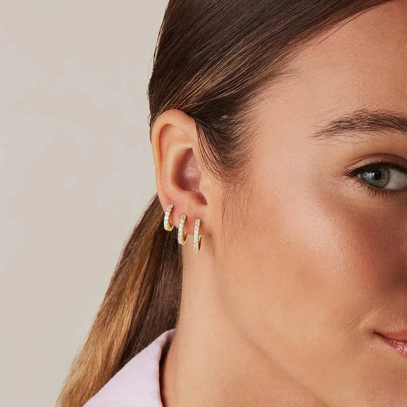 Gold-Plated Cubic Zirconia Huggie Hoop Earrings