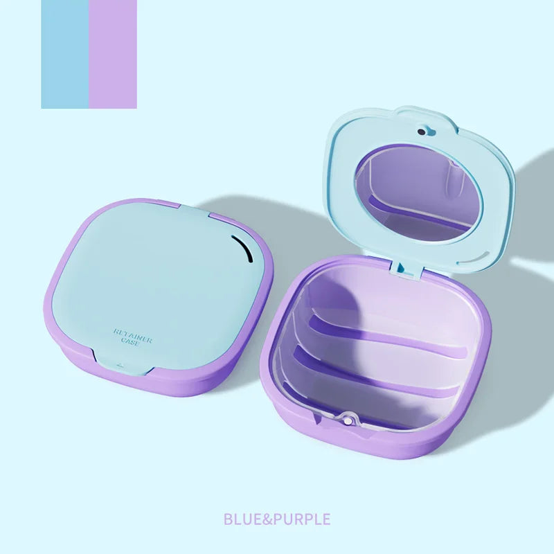 Colorful Denture & Retainer Case with Mirror and Drainage Basket