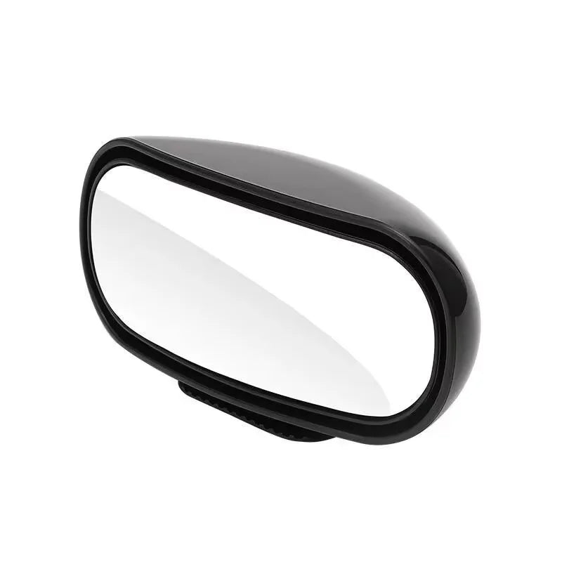 A sleek, black car blind spot mirror with a wide-angle view.