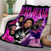 Vibrant Gradient Fleece Throw Blanket with Artistic Portraits