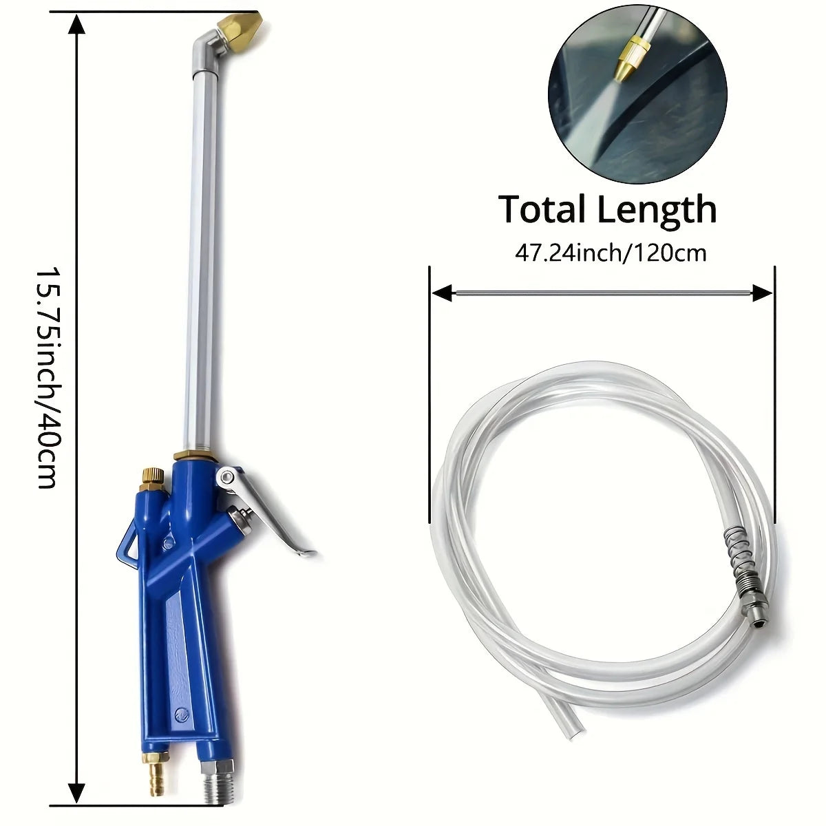 Pneumatic Air Blowing Gun with 4-Foot Hose for Engine Cleaning