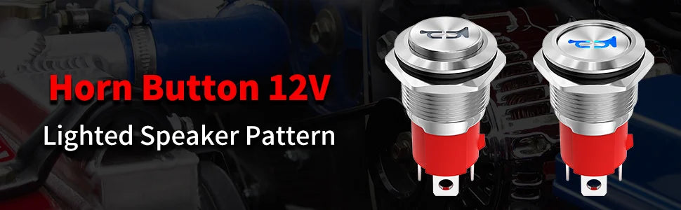 Heavy-Duty 16mm Stainless Steel Horn Button with Blue LED