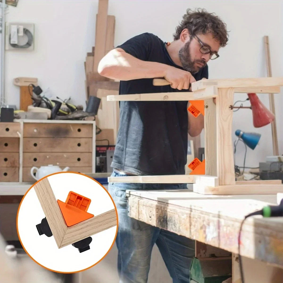 Adjustable Right Angle Corner Clamps for Woodworking (4-Pack)