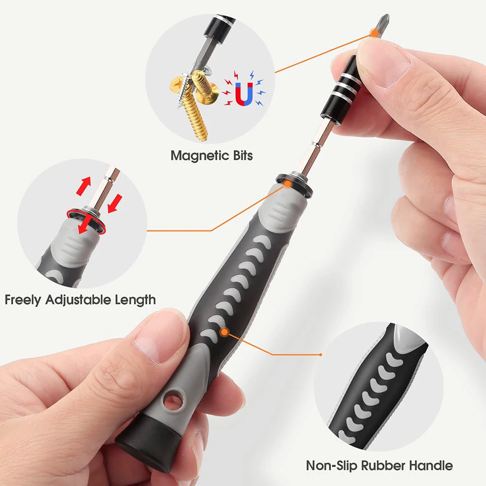 Precision 135-in-1 Screwdriver Set with Magnetic Bits and Repair Accessories