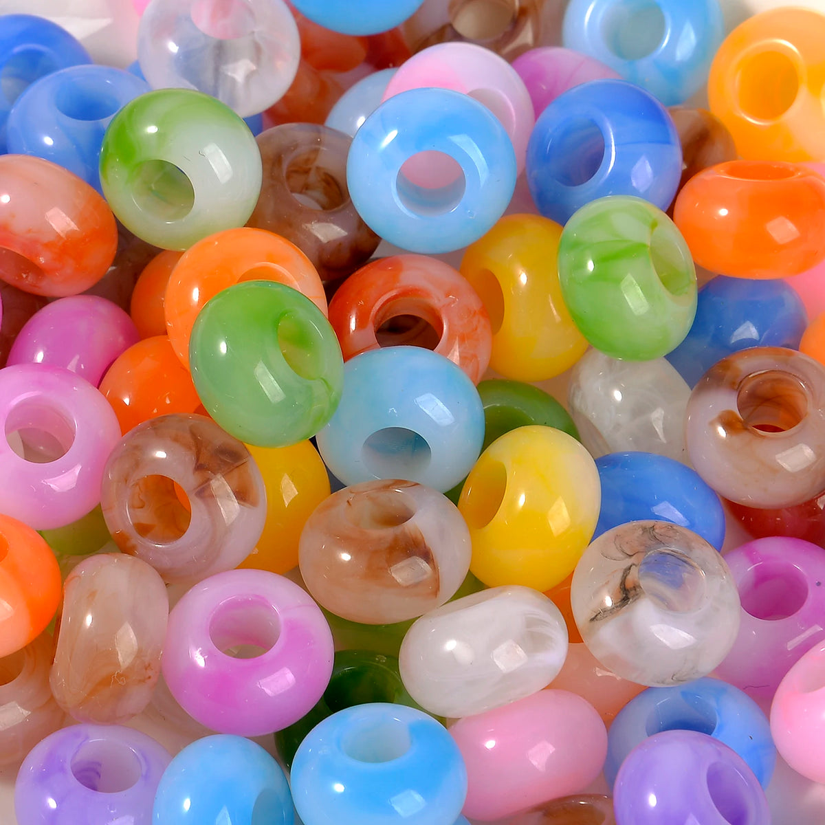 Mixed Rainbow Resin Spacer Beads for Jewelry Making